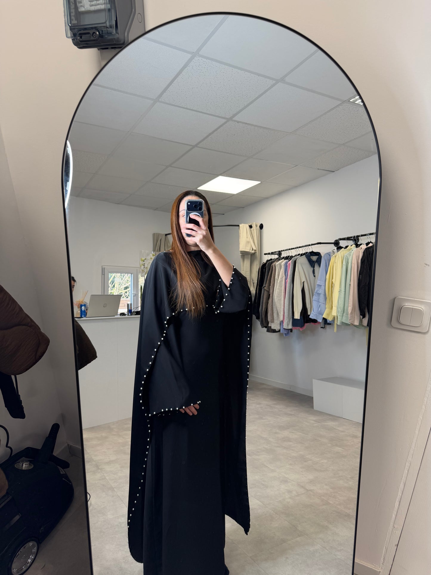 Robe abaya perle