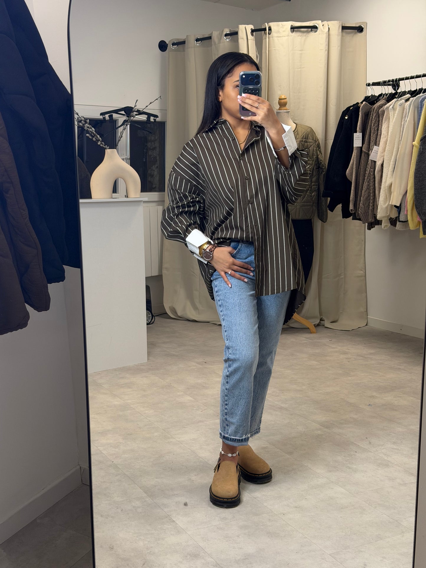 Chemise rayé marron