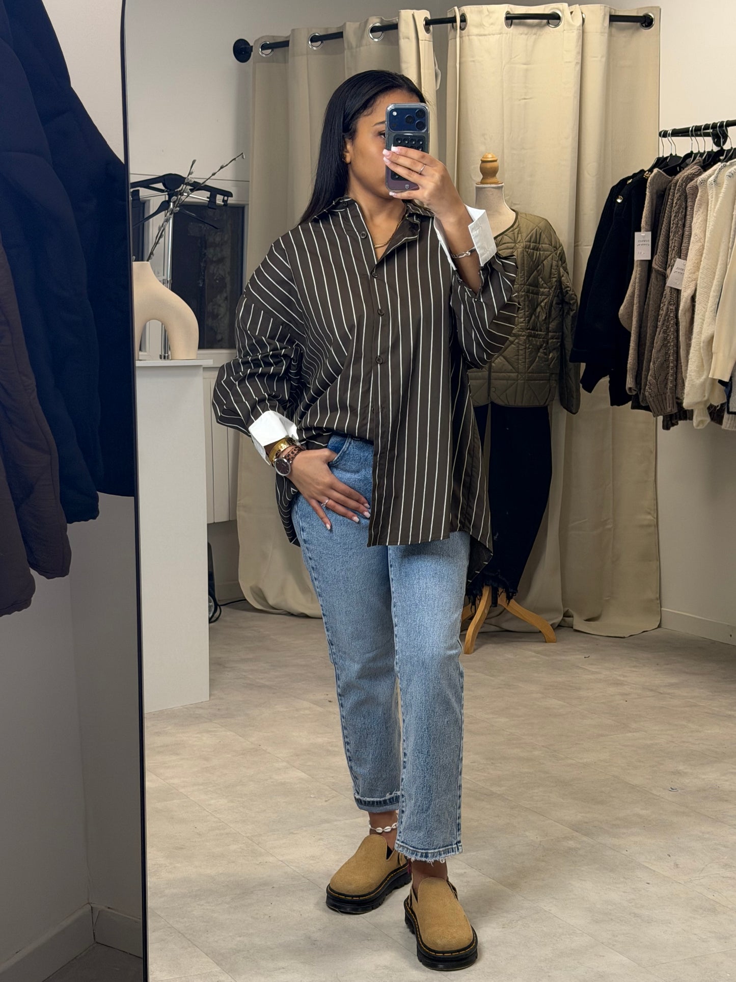 Chemise rayé marron