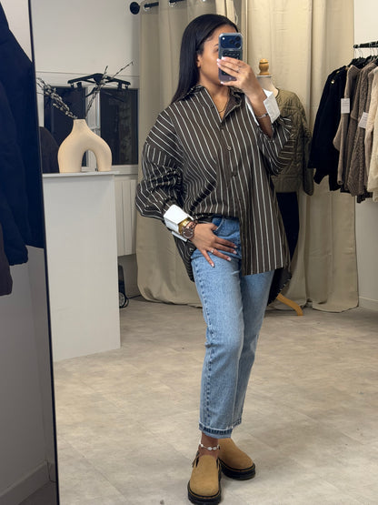 Chemise rayé marron