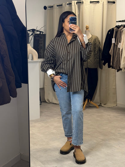 Chemise rayé marron