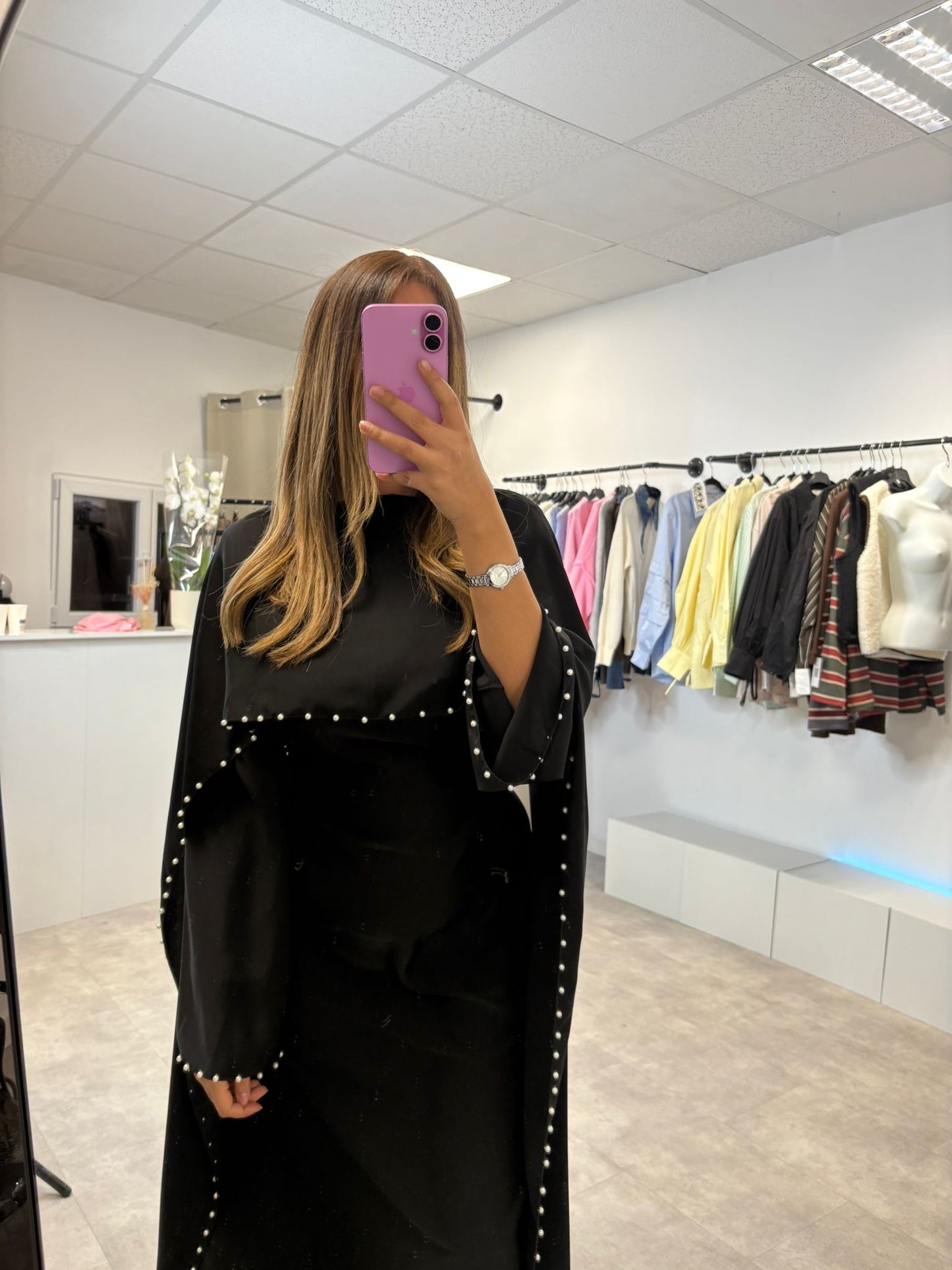 Robe abaya perle